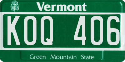 VT license plate KOQ406