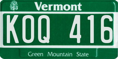 VT license plate KOQ416