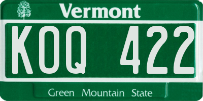 VT license plate KOQ422