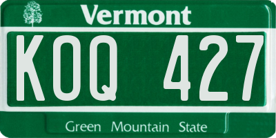 VT license plate KOQ427