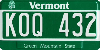 VT license plate KOQ432