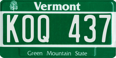 VT license plate KOQ437