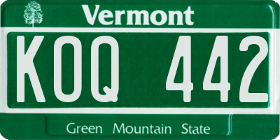 VT license plate KOQ442