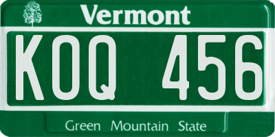VT license plate KOQ456