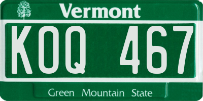 VT license plate KOQ467