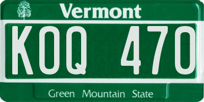 VT license plate KOQ470