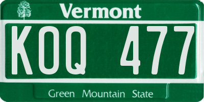 VT license plate KOQ477