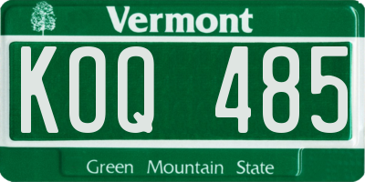 VT license plate KOQ485