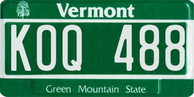 VT license plate KOQ488
