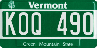 VT license plate KOQ490