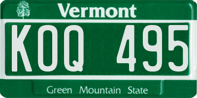 VT license plate KOQ495