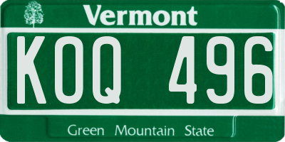 VT license plate KOQ496