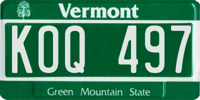 VT license plate KOQ497