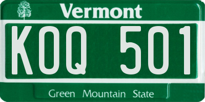 VT license plate KOQ501