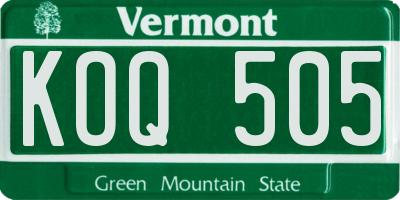 VT license plate KOQ505