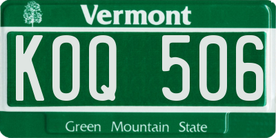 VT license plate KOQ506