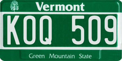 VT license plate KOQ509