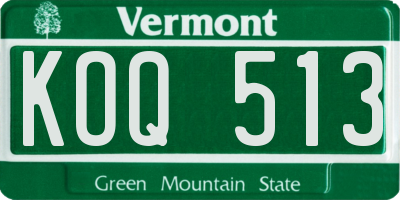 VT license plate KOQ513