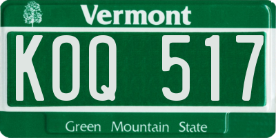 VT license plate KOQ517
