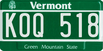 VT license plate KOQ518