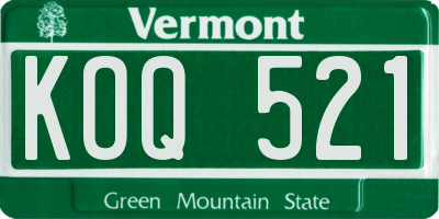 VT license plate KOQ521