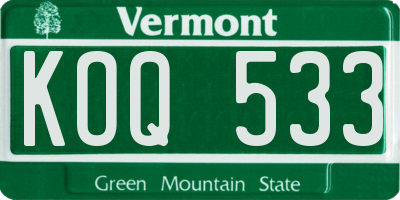 VT license plate KOQ533