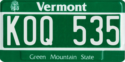 VT license plate KOQ535