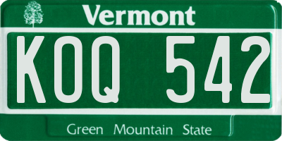 VT license plate KOQ542