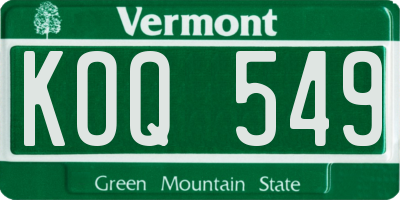VT license plate KOQ549