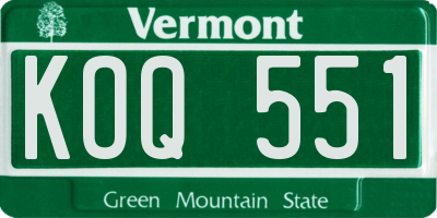 VT license plate KOQ551