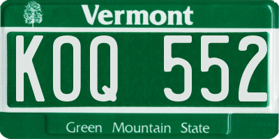 VT license plate KOQ552