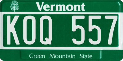 VT license plate KOQ557
