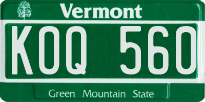 VT license plate KOQ560