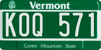 VT license plate KOQ571