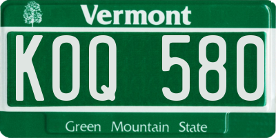 VT license plate KOQ580