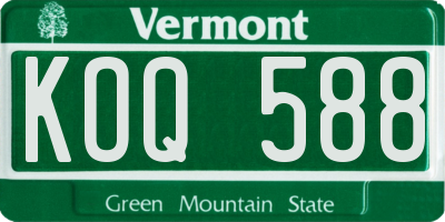 VT license plate KOQ588