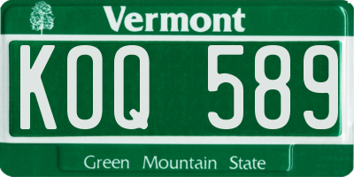 VT license plate KOQ589