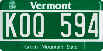 VT license plate KOQ594