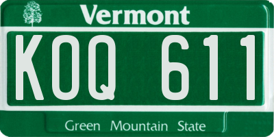 VT license plate KOQ611