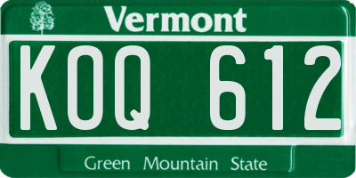 VT license plate KOQ612