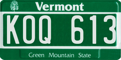 VT license plate KOQ613