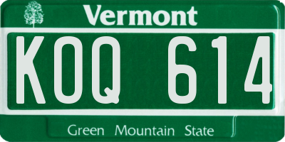 VT license plate KOQ614