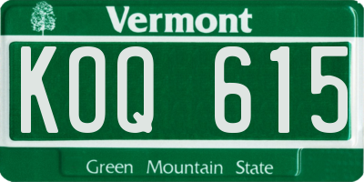 VT license plate KOQ615