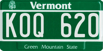 VT license plate KOQ620
