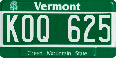 VT license plate KOQ625