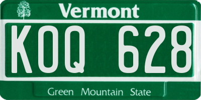 VT license plate KOQ628