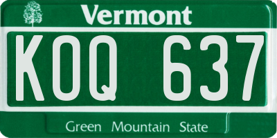 VT license plate KOQ637
