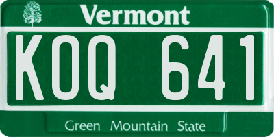 VT license plate KOQ641