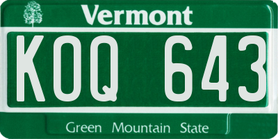 VT license plate KOQ643