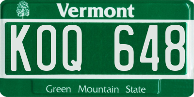 VT license plate KOQ648